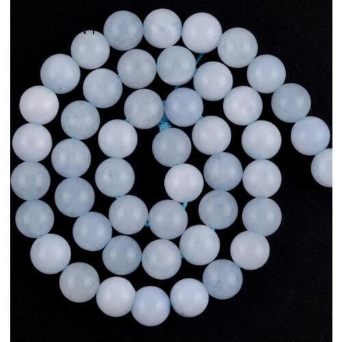 Mineral Gem Beads Aquamarines Round Stone Beads For Jewelry Making 6 8 10mm Spacer Beads Diy Bracelet Necklace Accessories 15