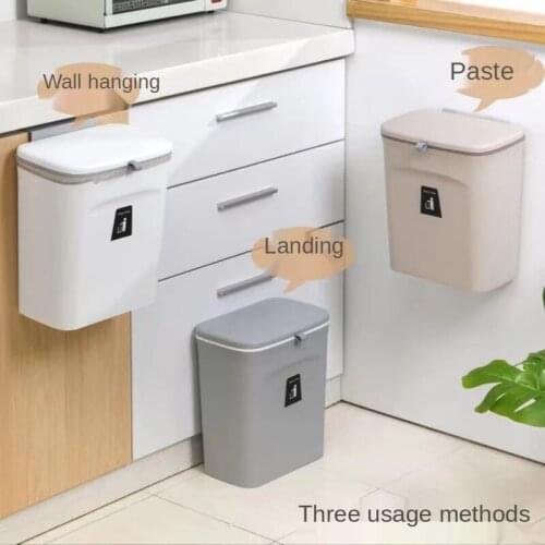 Kitchen Household Trash Can Bin, Kitchen Cabinet Door Hanging Trash Bin Garbage Car Recycle Dustbin With Lid Waste Bin Rubbish