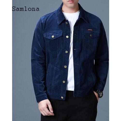 Mens Single Breasted Jackets 2021 Autumn Corduroy Jacket Multi pockets Slim Coats Solid Color Lightweight Jackets Men Clothing