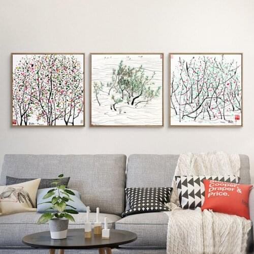 New Chinese Style Decoration Murals Hanging Paintings Living Room Background Wall Paintings Wu Guanzhongs Works Collection