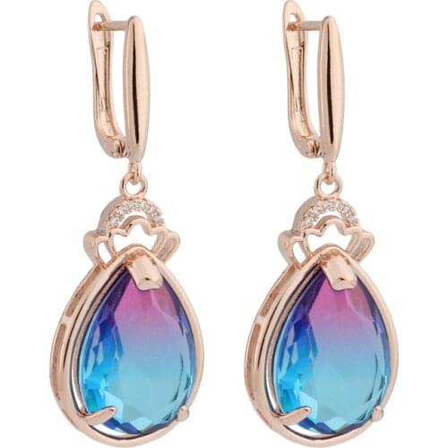 New Trend 2021 Water Drop Earrings Jewelry Zircon Big Earrings 585 Rose Gold Color Earrings For Women Wedding High Quality Ear