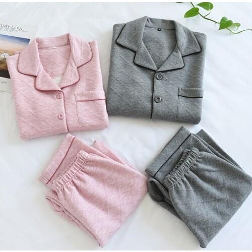 2Pc Autumn Winter Couple Matching Homewear Pajamas Set Sleepwear Femme Pyjama Ensemble Female Pijama Nightgown Home Service Suit
