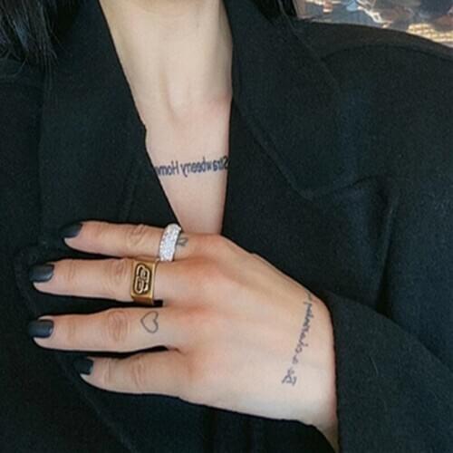 TIMEONLY Simple Wide Metal Ring for Women Female Geometrical Letter Rings Annversary Gifts Jewelry Street Style Vintage