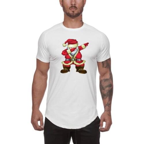 Christmas Mesh T-Shirt Tight Gym Clothing Mens Dabbing Santa Tops Tees Homme Solid Quick Dry Bodybuilding Fitness Tshirt