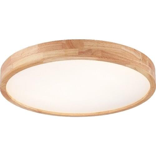 Modern LED Ceiling Light Wooden Round Remote Control Adjustable Lamp Lightning Fixture Circular Acrylic Nordic Livingroomkitchen