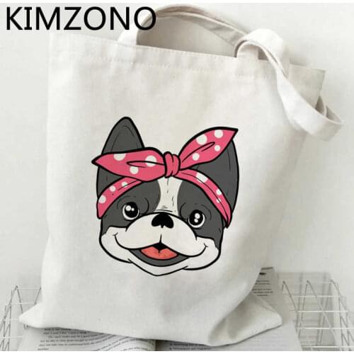 French Bulldog shopping bag bolsas de tela grocery tote recycle bag eco bolsa bag jute woven bolsa compra fabric custom