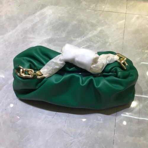 Thick Chain Cloud Underarm Clutch Bag Women 2021 Soft High Quality Bag Design Female Dumpling Bag Genuine Leather Luxury Clutche