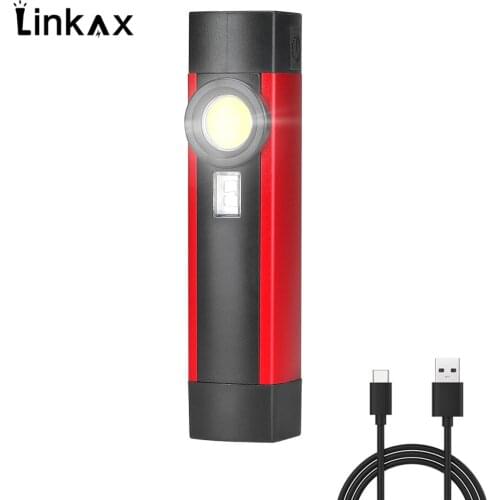 LED Flashlight COB Magnetic Work Light Portable Lanterna UV Flashlight 4 modes With Rechargeable 18650 battery USB Port