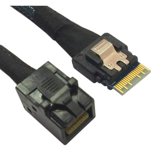 Zihan 50cm Slim Line SAS 4.0 SFF-8654 4i 38pin Host to HD Mini SAS 4i SFF-8643 36pin Target Cable
