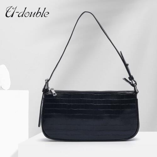 U-DOUBLE Leather Korean Lady Shoulder Bag Luxury Handbags Women Bags Designer Fashion Simple Messenger Bag Clutch Purses Bolsas