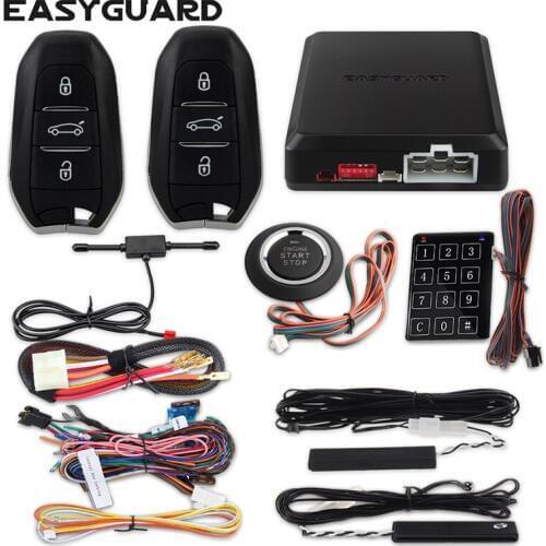 EASYGUARD remote start stop pke push start system car keyless entry system alarm with auto start touch password entry universal