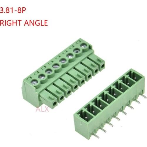 5SETS 15EDG 8pin 3.81MM pitch RIGHT ANGLE pluggable screw terminal block 3.81 8 pin PLUG TYPE pcb connector PLUG + SOCKET 300v