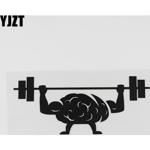YJZT 13.8CMX5.8CM Creative Brain Training Mind Barbell Decal Vinyl Car Sticker Black/Silver 8A-0721