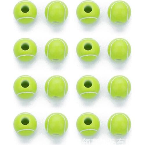 100Pcs Green Tennis Ball Round Beads 12mm Sports Spacer Beads DIY Jewelry Making LX9E