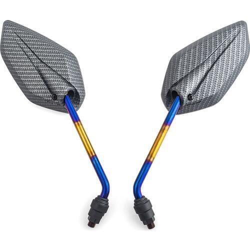 Universal 10mm Motorcycle Rearview Mirrors Carbon Scooter Moto Side Mirrors FOR klx 250 fz 25 cf moto x8 jawa 50 vespa 125 nmax