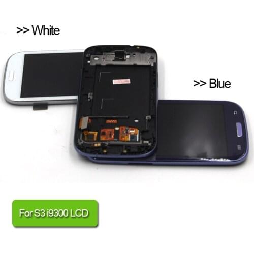 Compatible For Samsung Galaxy S3 i9300 LCD Display Touch Screen Digitizer with Home Botton Full Assembly+Bezel Frame