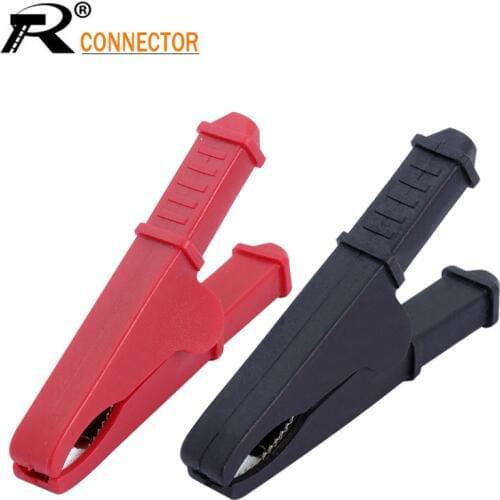 1 pair of insulated metal copper alligator clip electric test 7cm big alligator clip 1 red +1 black, test clip power