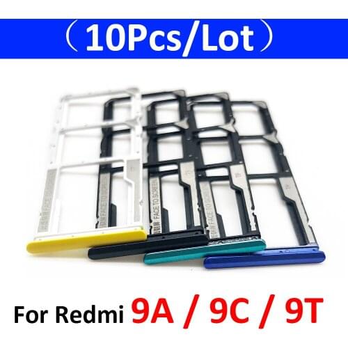 10Pcs/Lot, SIM Card Tray Slot Holder For Xiaomi Redmi 9A 9C 9T Replacement Parts Black Blue Green Yello Orange