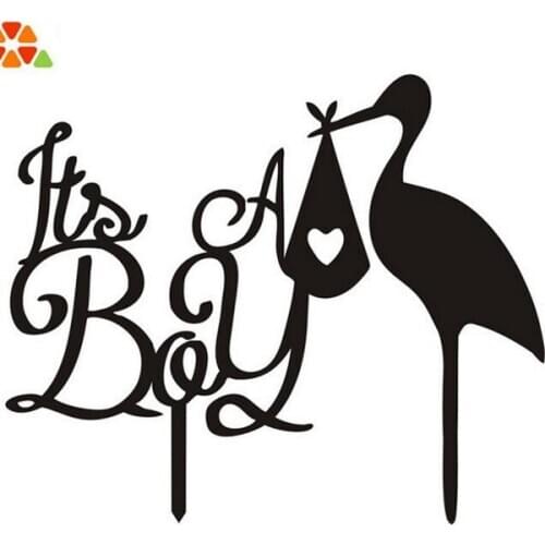 100pcs/lot Creative " Its a boy " crane design wedding cake inserted card Wedding Cake Topper Party Cake Decorations