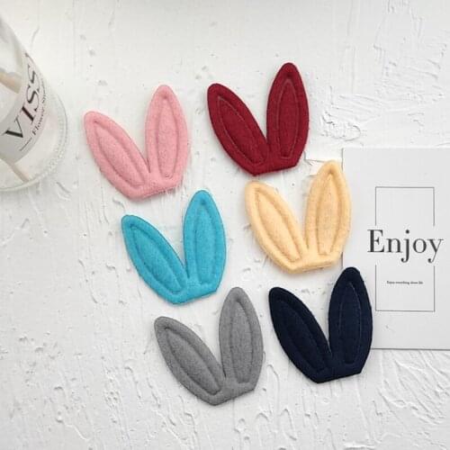 120pcs/lot 4.5x5cm Plush Padded Rabbit ears Appliques DIY Children Hair Accessories For Clothes Sewing Supplies DIY Craft