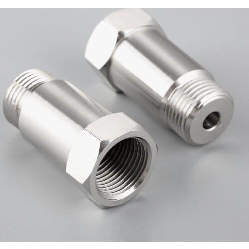 2Pcs Universal M18x1.5 Thread Automobiles Exhaust Gas Oxygen Sensor Spacer Adapter Isolator Extender Steel & Chromed Length 45mm