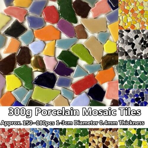 300g(Approx. 150~180pcs) Porcelain Mosaic Tiles 1-3cm Diameter 0.4mm Thickness Ceramic Mosaic Material DIY Mosaic Craft Tile