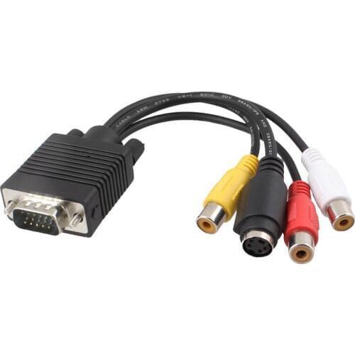 8 inch VGA Male to 3 RCA S-Video Female AV Video Cable Adapter
