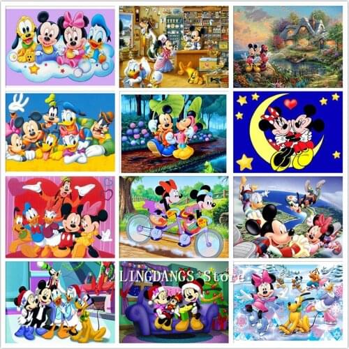 5D DIY Full Drill Diamond Painting Disney Mickey Mini Cartoon Animal Diamond Embroidery Cross Stitch Home Decor Gift LINGDANGS