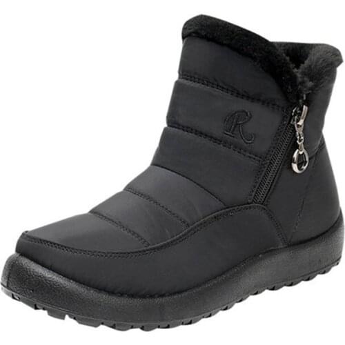 Women Winter Snow Boots Female Warm Fur Ankle Boots For Women Shoes Flat Lightweight Winter Cotton Shoes Zipper Botas Mujer