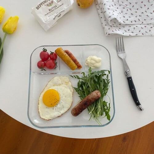 CuteLife Ins Round Transparent Glass Plate Breakfast Snack Dessert Sushi Cake Plate Kitchen Restaurant Wedding Plates Dishware