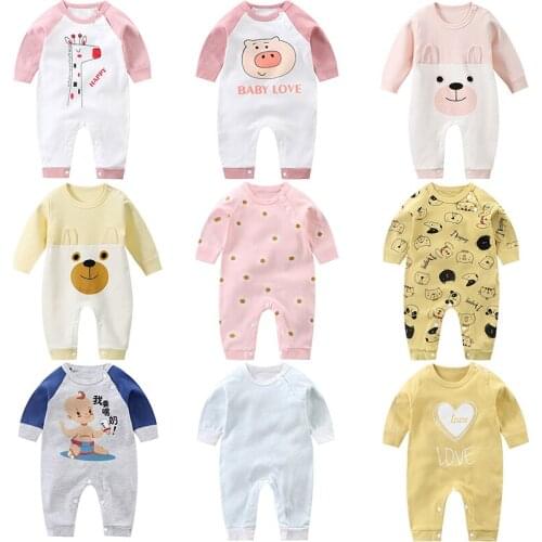 Baby Boys Girls Romper Cotton Cute Cartoon Long Sleeve Letter Jumpsuit Infant Clothing Autumn Newborn Baby Clothes