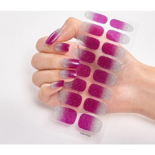 Designed Glitter Series Powder Sequins Full Cover Nail Stickers Full Beauty Nailart Nail Strips Manicure Nail Wraps DIY Salon