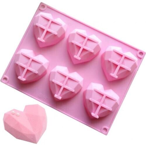 Cake Mould 6 with Diamond Heart Silicone Mould DIY French Dessert Mould Baking Tool Silicone Cake Mould