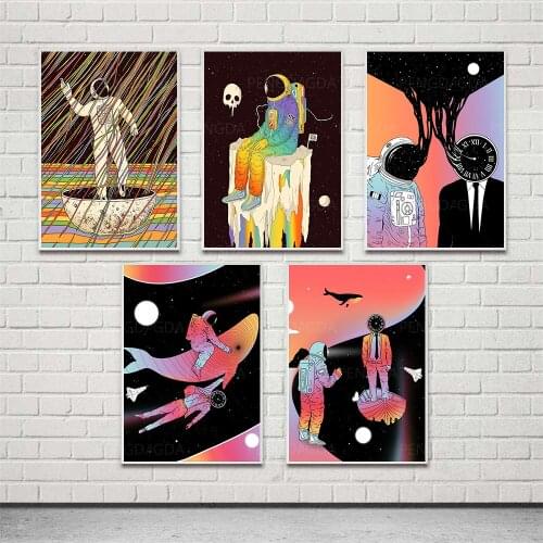 HD Prints Astronaut Dolphin Canvas Painting Wall Art Abstract Poster Modern Home Decor For Living Room Modular Pictures Framed