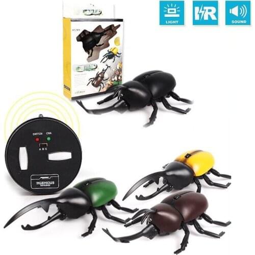 Lighting Infrared RC Beetle Simulative Remote Control Animal Electric Toy with Sound Funny Novelty Terrifying Christmas Kid Gift