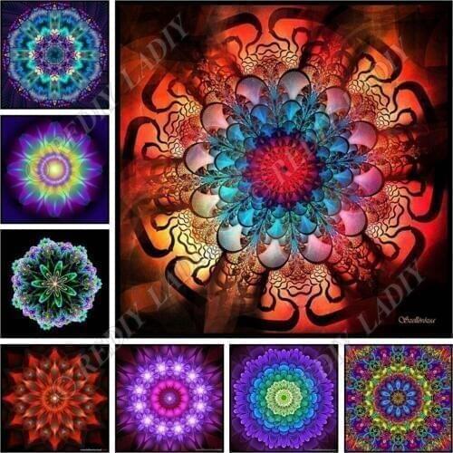 Full Square / Round Diamond Painting Crystal Rhinestones Mandala Flowers DIY Diamond Embroidery Beaded Cross Stitch Pixel Crafts