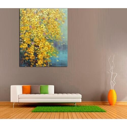 Large 100% Handpainted Flowers Tree Abstract Morden Oil Painting On Canvas Wall Art Wall Pictures For Live Room Home Decor