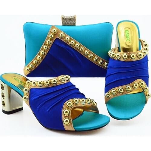 Nigerian Ladies Matching Shoe and Bag Set Satin nd PU Material with Shoes and Bags Set for Party Women Shoe and Bag To Match