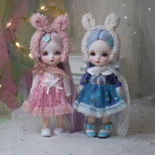 16cm Height Cute Doll Set 1/8 Bjd Baby Doll with Wig Makeup Girl Play House Dress Up Toys Gifts