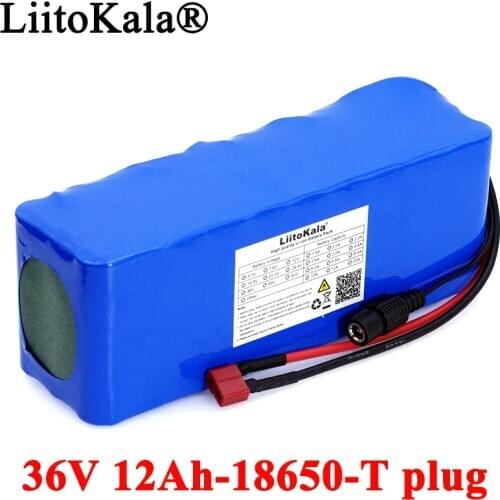 Liitokala 36V 12Ah 18650 Lithium Battery pack 10s4p High Power 12000mAh Motorcycle Electric Car Bicycle Scooter with BMS