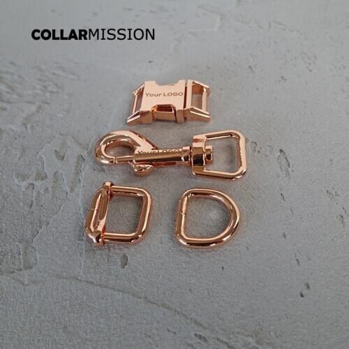 Metal buckle+adjust buckle+D ring+metal dog clasp/set) 15mm 20mm 25mm 30mm dog collar parts provide laser engraving 4 colours