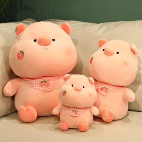 Kawaii Plush Pig Dolls With Strawberry Soft Stuffed Pink Color Pig Plush Toys Girl Lovely Valentine Birthday Gift