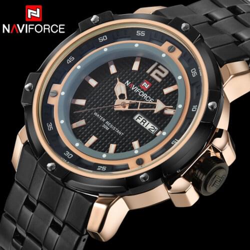 Men Sport Watches NAVIFORCE Luxury Brand Mens Quartz Watch Steel Band Hot Wristwatches For Men 30M Waterproof Relogio Masculino