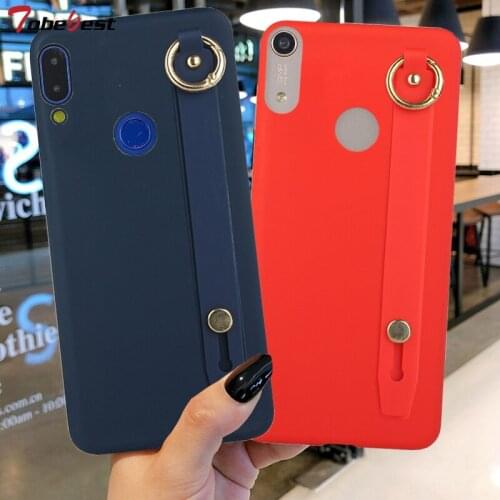 Wrist Strap Hand Band Soft Silicone Case For Huawei Y9 Prime Y7 Y6 2019 Coque Wristband Bracket Stand phone holder Cover