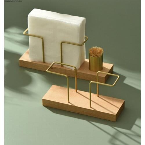 Nordic Minimalist Walnut Paper Towel Rack Kitchen Table Decoration Paper Towel Holder Restaurant Square Napkin Dispenser