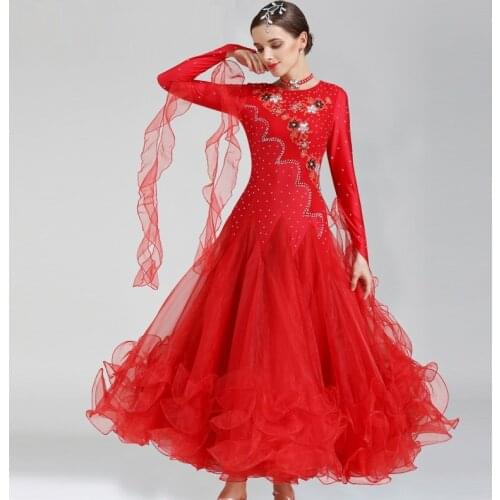 New Ballroom Competition Dance Costume Women Tango Flamenco Waltz Dancing Skirt Adult Ballroom Dance Suit Plus Size B-7154