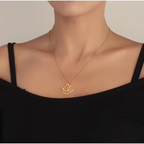 Stainless Steel Animal Bird Dove Necklace For Women Ladies Cute Hollow Pigeon Simple Jewelry Party Gift