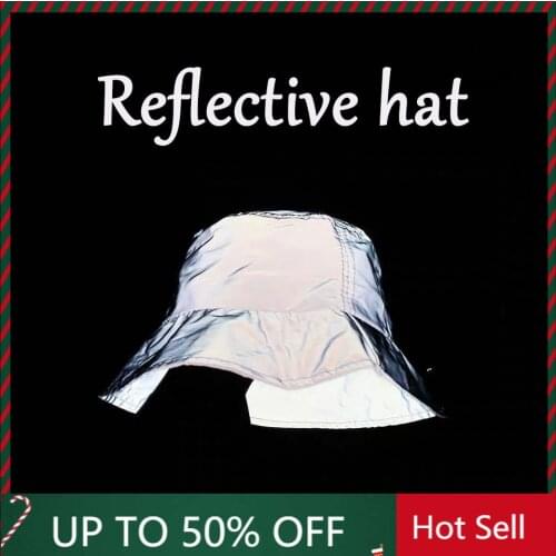 Size Adjustable Outdoor Sports Club Party Silver Grey Reflective Luminous Fishing Caps Panama Bucket Hats Men Women Casquette