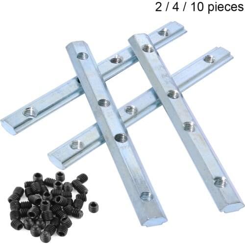 Link Connector Joint Aluminum Profile Length Extension Zinc Plated Fastener with Screws for 2020 3030 T Slot Aluminum Profile