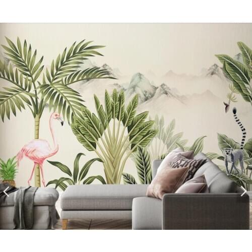 Tropical Flamingo Wallpaper Mural for Living Room Bedroom Contact Paper 3D Wall Papers Roll Home Decor Customize